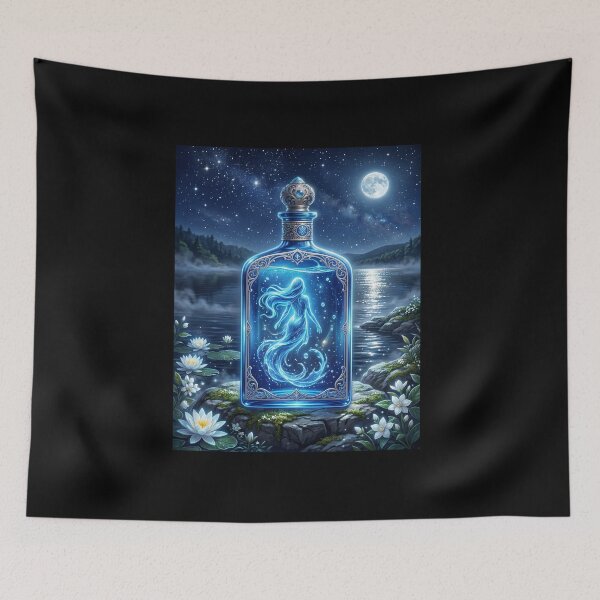 Item preview, Moonlit Spirit in a Bottle – Magical Water Creature Fantasy Art designed and sold by Herzbaumatelier.