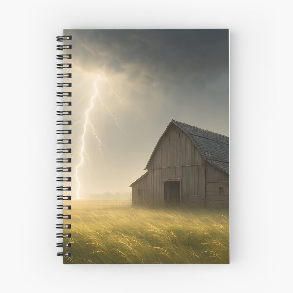 Item preview, Thunderstorm over a field with a barn and lightning in the storm light (AI generated) designed and sold by MS - AI - creative.