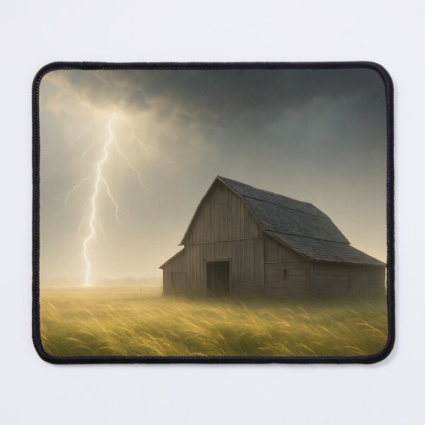 Item preview, Thunderstorm over a field with a barn and lightning in the storm light (AI generated) designed and sold by MS - AI - creative.