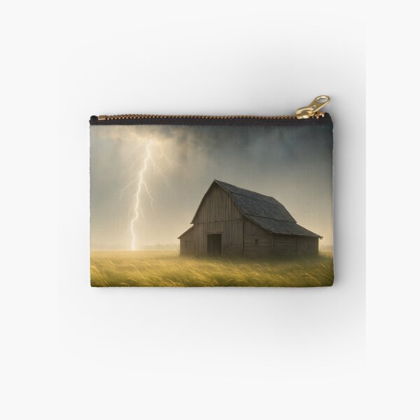 Item preview, Thunderstorm over a field with a barn and lightning in the storm light (AI generated) designed and sold by MS - AI - creative.