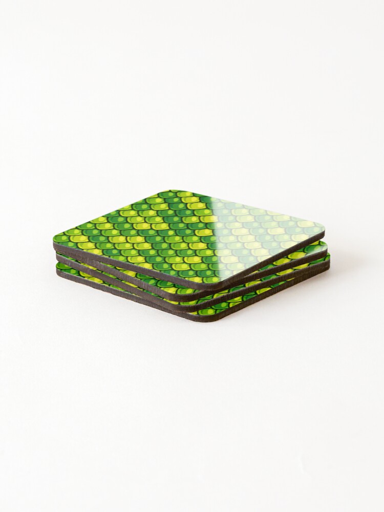 Thumbnail 4 of 5, Coasters (Set of 4), Green Tree Python Coiled Scale Pattern designed and sold by WildlifeInc.