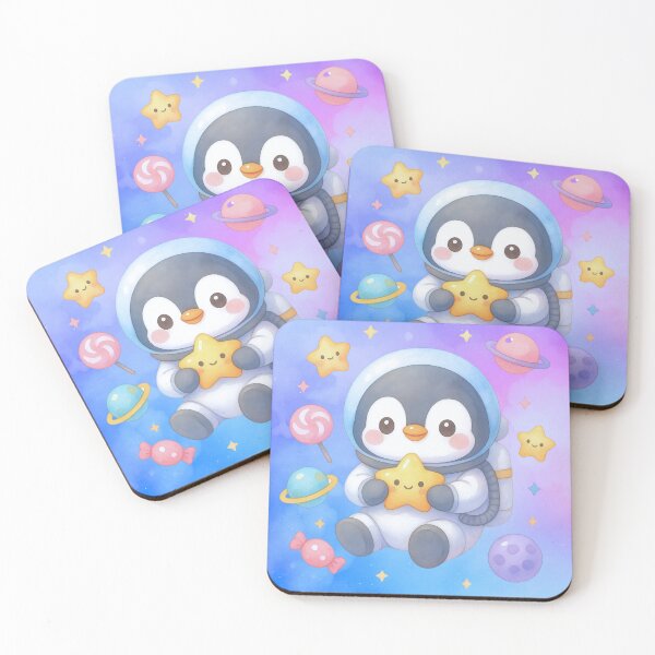 Item preview, Cute Penguin Astronaut Holding Star – Kawaii Pastel Space Galaxy Art designed and sold by p-frosty-design.