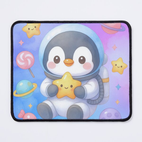 Item preview, Cute Penguin Astronaut Holding Star – Kawaii Pastel Space Galaxy Art designed and sold by p-frosty-design.