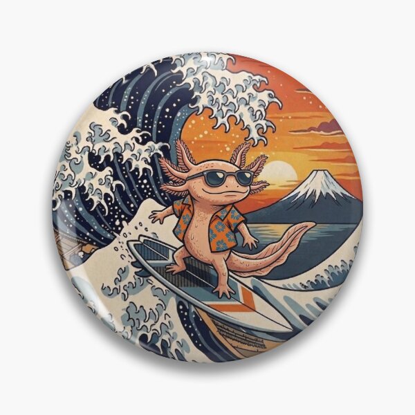 Item preview, Funny Axolotl Surfer Kanagawa Wave Japanese Sunset Vintage Boys Girls Kids designed and sold by FurryHavenPH.