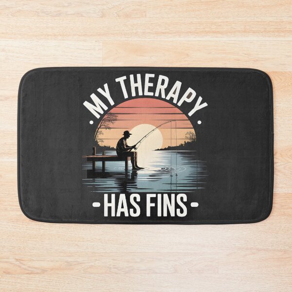 Item preview, My Therapy Has Fins – Vintage Sunset Fishing Fisherman Silhouette designed and sold by Naviora.