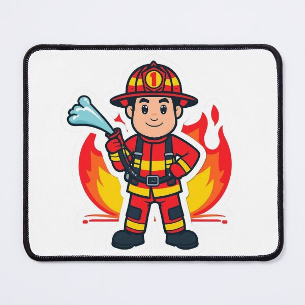 Item preview, Brave Firefighter With Hose Hero First Responder Sticker designed and sold by NeonNerdStudio.