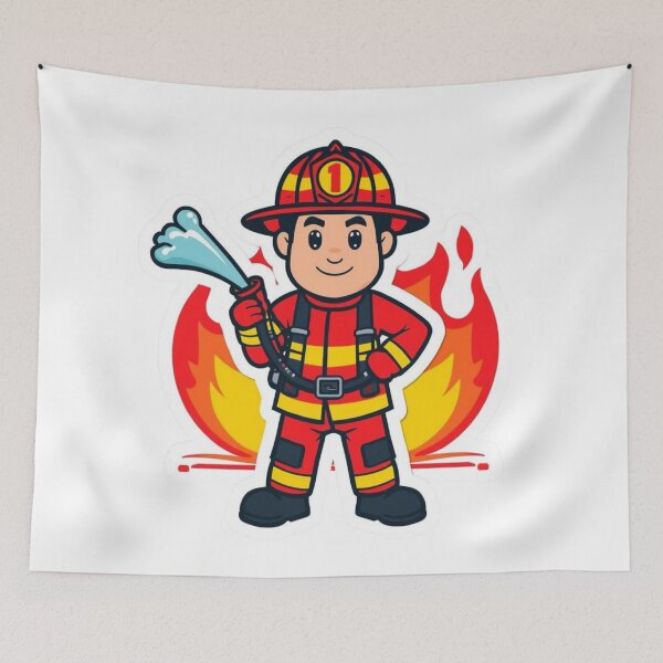 Item preview, Brave Firefighter With Hose Hero First Responder Sticker designed and sold by NeonNerdStudio.