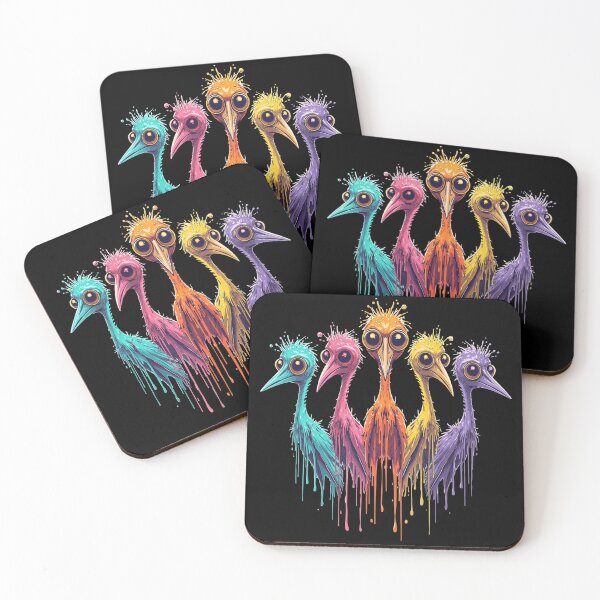 Item preview, Color Drip Birds Street Art – Neon Pop Surreal Creatures Illustration designed and sold by PLUSHIWORLDtm.