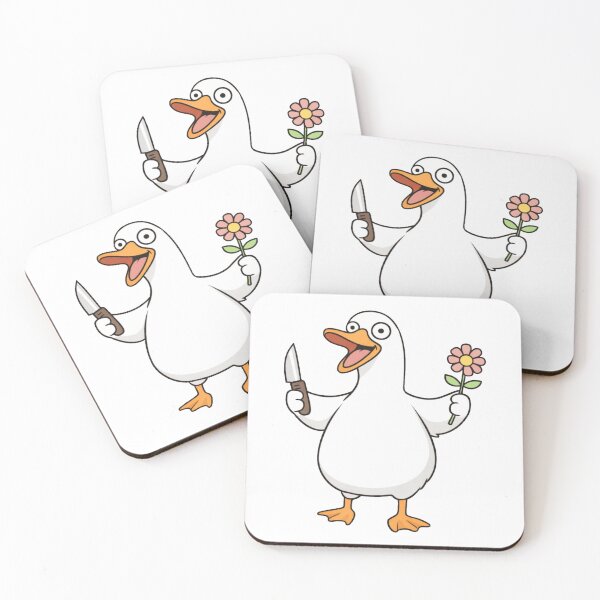 Item preview, Funny Goose with Knife and Flower | Cute but Dangerous Duck Meme Sticker designed and sold by KhananiStudio.