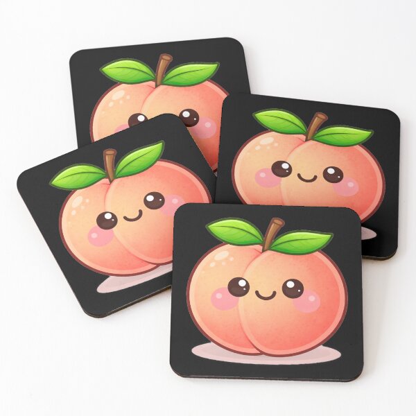 Item preview, Cute Peach Kawaii Food Character designed and sold by ImagenFusionP.