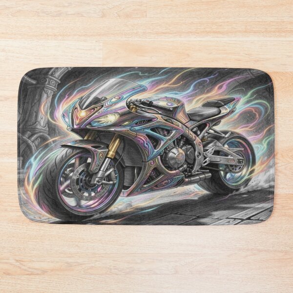 Artikelvorschau, Colorful Neon Motorcycle Art with Dynamic Energy and Urban Vibes entworfen und verkauft von FotoworldEdel.