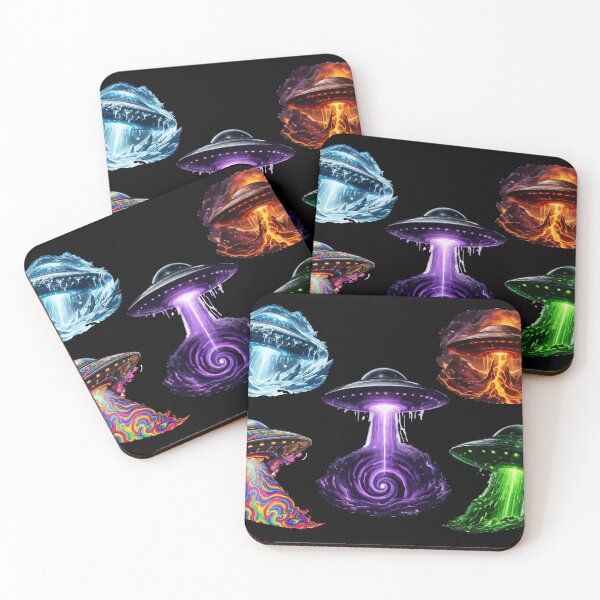 Item preview, Cosmic UFO Elements Set – Fire Ice Neon Galaxy Spaceships Abstract Sci-Fi Design designed and sold by RidaSalArt.