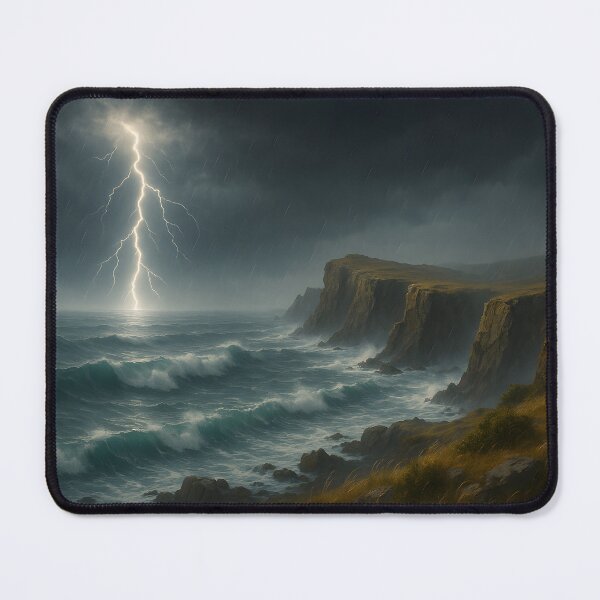 Item preview, Storm over the cliffs with lightning over the sea (AI generated) designed and sold by MS - AI - creative.