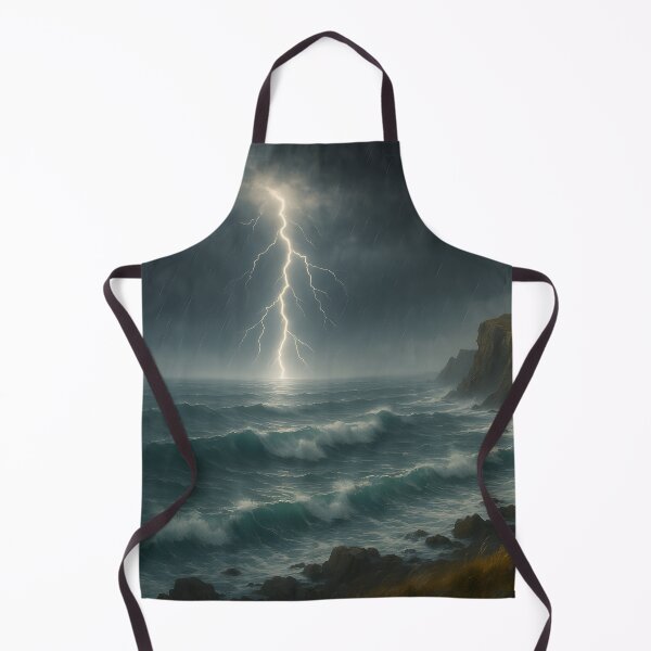 Item preview, Storm over the cliffs with lightning over the sea (AI generated) designed and sold by MS - AI - creative.