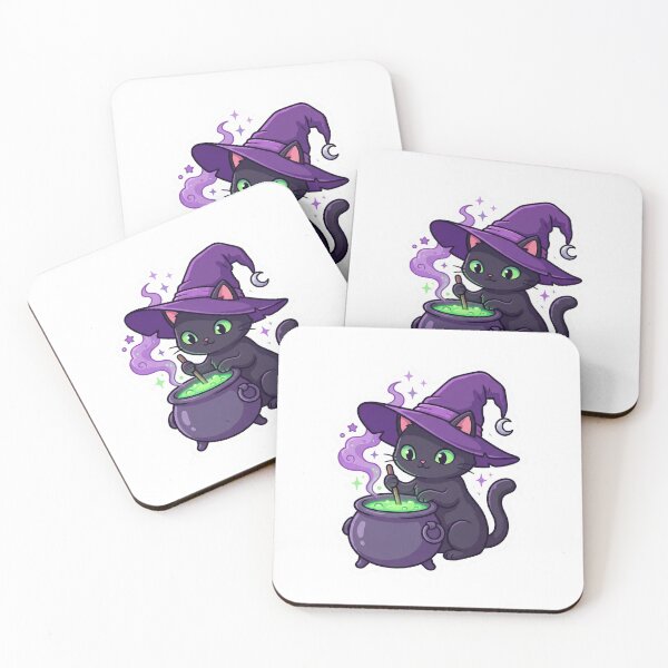 Item preview, Cute Black Cat Witch Stirring Cauldron - Gothic Halloween Sticker designed and sold by Hexed Whiskers.