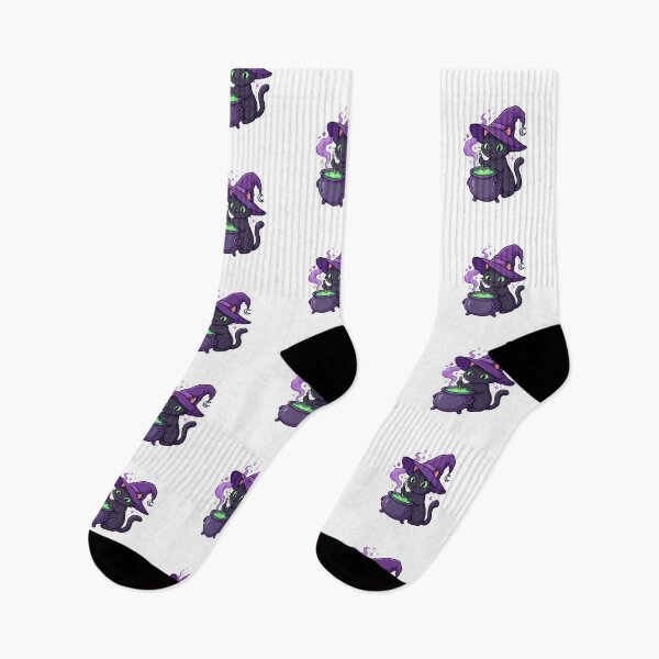 Item preview, Cute Black Cat Witch Stirring Cauldron - Gothic Halloween Sticker designed and sold by Hexed Whiskers.