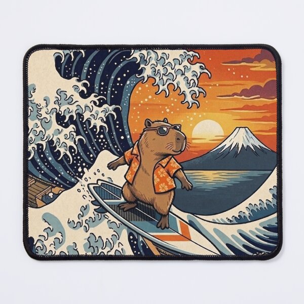 Item preview, Funny Capybara Surfer Kanagawa Wave Japanese Sunset Vintage Boys Girls Kids designed and sold by FurryHavenPH.