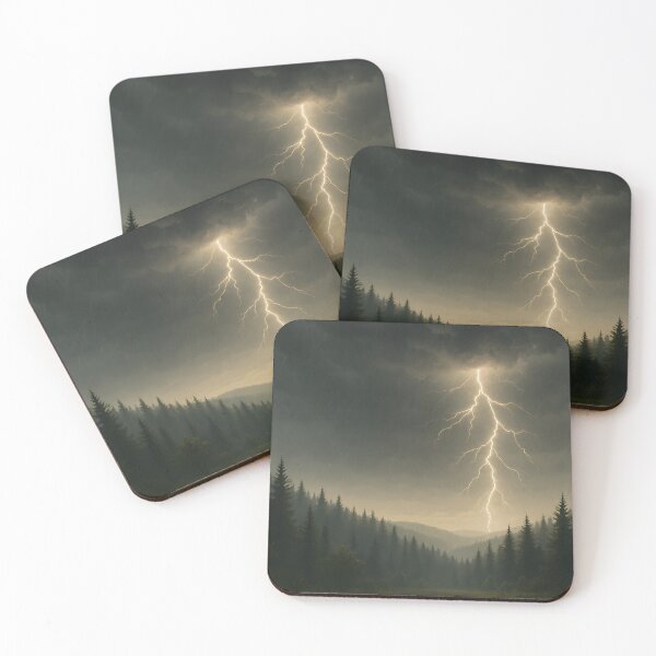Item preview, Thunderstorm over the forest with lightning (AI generated) designed and sold by MS - AI - creative.