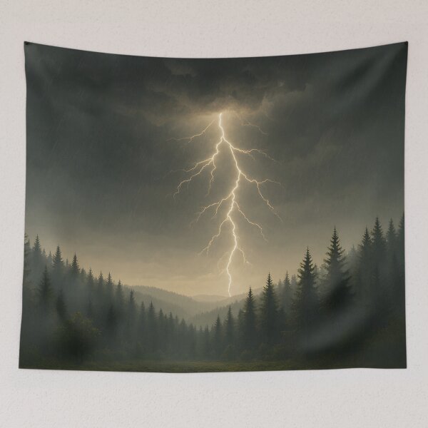 Item preview, Thunderstorm over the forest with lightning (AI generated) designed and sold by MS - AI - creative.