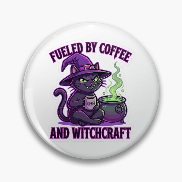 Item preview, Fueled By Coffee And Witchcraft - Sarcastic Black Cat Witch designed and sold by Hexed Whiskers.