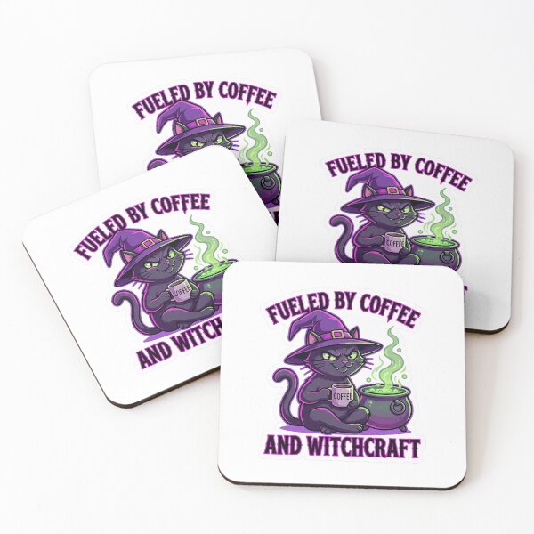 Item preview, Fueled By Coffee And Witchcraft - Sarcastic Black Cat Witch designed and sold by Hexed Whiskers.