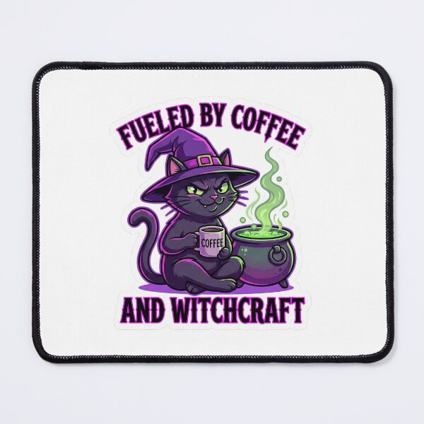 Item preview, Fueled By Coffee And Witchcraft - Sarcastic Black Cat Witch designed and sold by Hexed Whiskers.