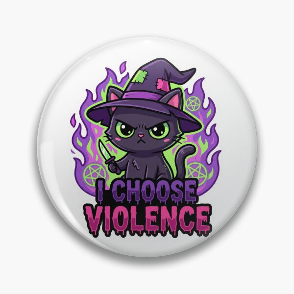 Item preview, I Choose Violence - Evil Cute Black Cat Witch Dark Humor designed and sold by Hexed Whiskers.
