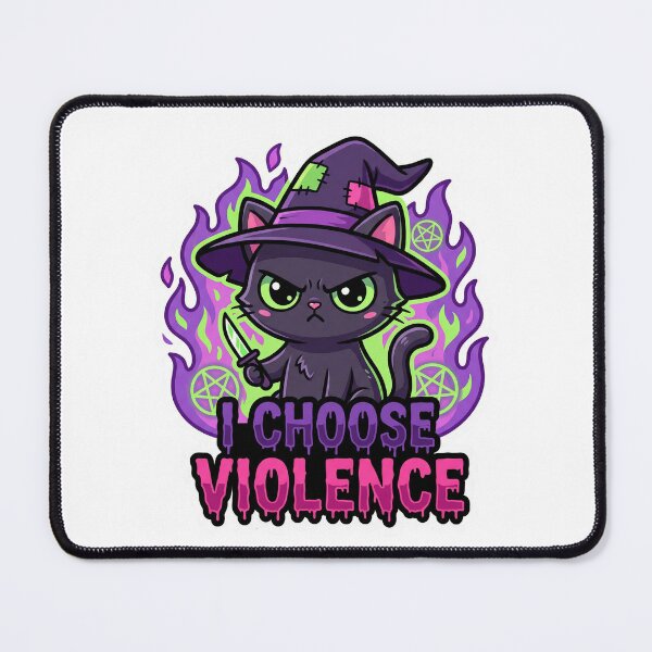 Item preview, I Choose Violence - Evil Cute Black Cat Witch Dark Humor designed and sold by Hexed Whiskers.