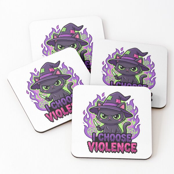 Item preview, I Choose Violence - Evil Cute Black Cat Witch Dark Humor designed and sold by Hexed Whiskers.