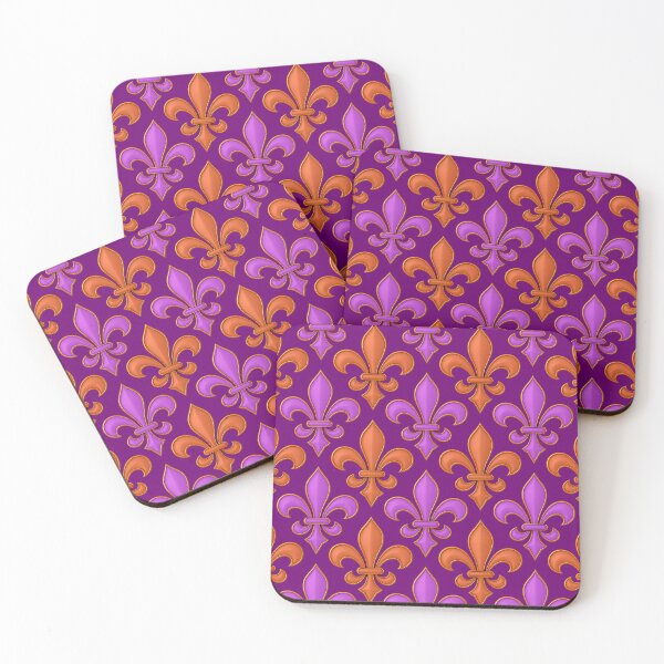 Item preview, Magenta Orange Purple Fleur-de-lis Design designed and sold by PatternTitan.