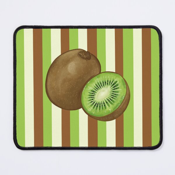 Item preview, Kiwi Fruit Illustration with Green Brown Stripes Retro Summer Aesthetic designed and sold by joleyjl.
