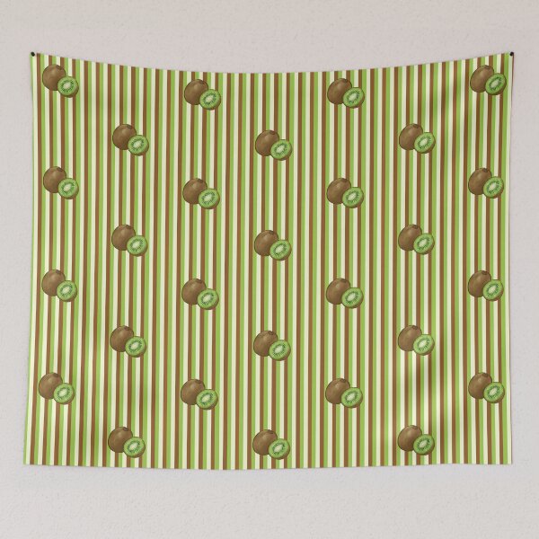 Item preview, Kiwi Fruit Illustration with Green Brown Stripes Retro Summer Aesthetic designed and sold by joleyjl.