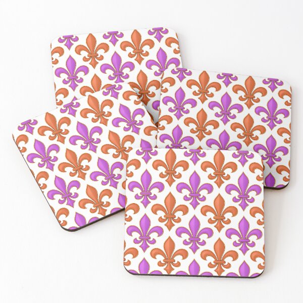 Item preview, White Orange Purple Fleur-de-lis Design designed and sold by PatternTitan.