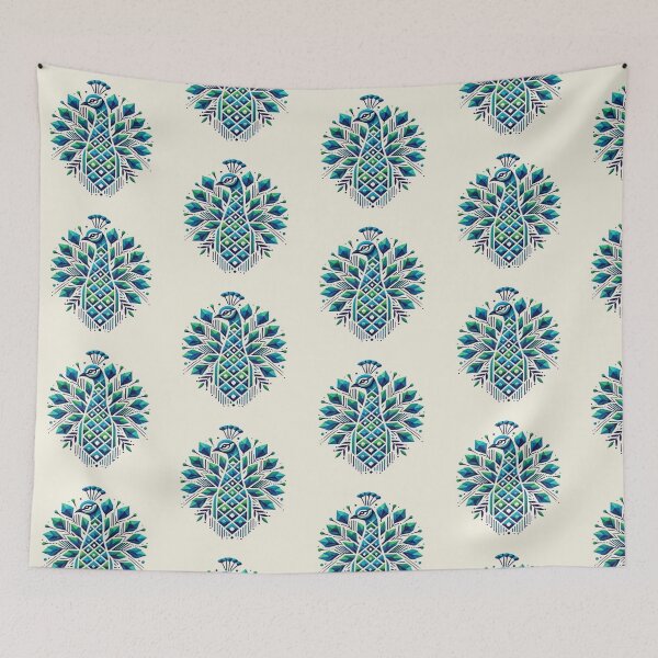 Item preview, Beautiful Geometric Blue Peacock Design  designed and sold by NivyasArtistry.