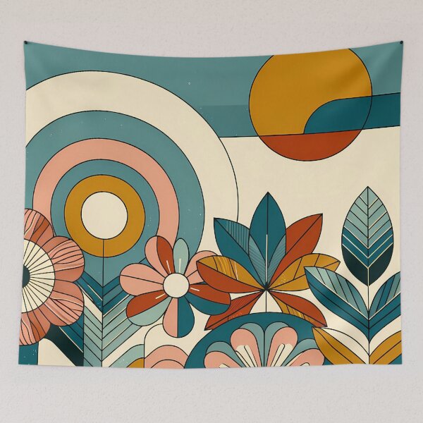 Item preview, Geometric Botanical Sun and Floral Composition designed and sold by InkSmithery.