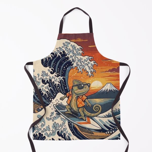 Item preview, Funny Chameleon Surfer Kanagawa Wave Japanese Sunset Vintage Boys Girls Kids designed and sold by FurryHavenPH.