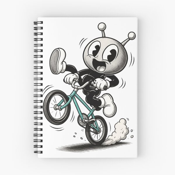 Artikelvorschau, Lustiger Alien-Fahrrad-Retro-Cartoon entworfen und verkauft von HumanMess.