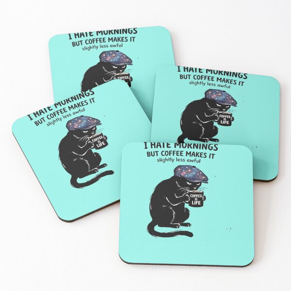 Item preview, cute black cat coffee addict designed and sold by  Mudikeys.