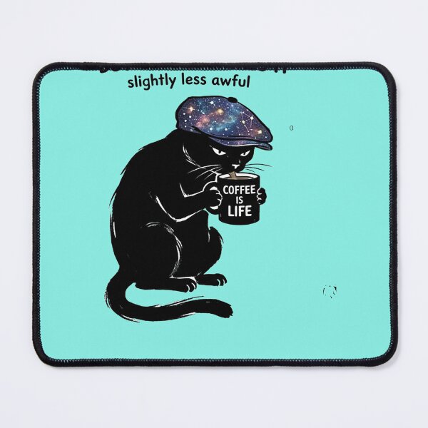 Item preview, cute black cat coffee addict designed and sold by Mudikeys.