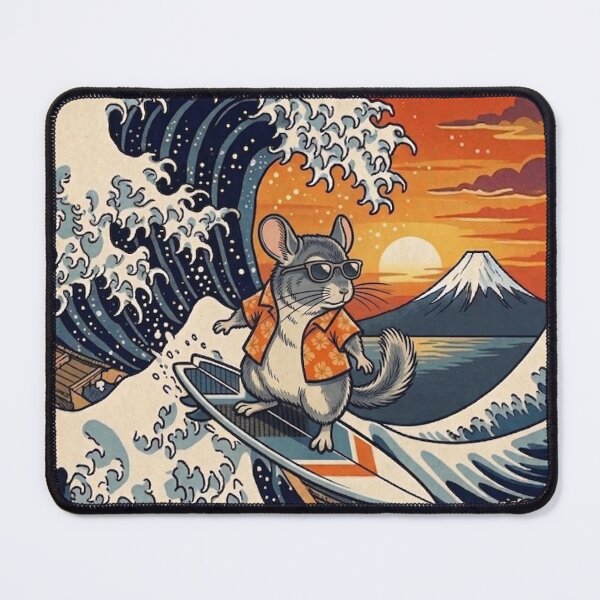 Item preview, Funny Chinchilla Surfer Kanagawa Wave Japanese Sunset Vintage Boys Girls Kids designed and sold by FurryHavenPH.