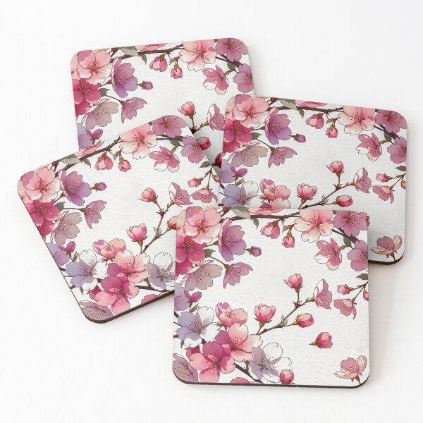 Item preview, Pink and White Sakura Cherry Blossom Branches on Textured White Background designed and sold by MaisonMaroMara.