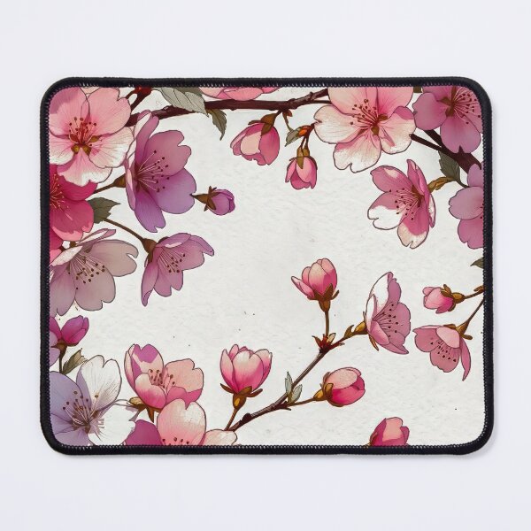 Item preview, Pink and White Sakura Cherry Blossom Branches on Textured White Background designed and sold by MaisonMaroMara.