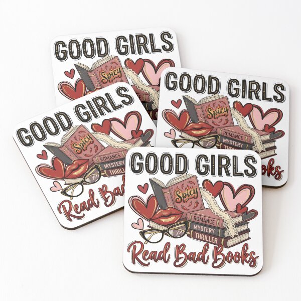 Item preview, Good Girls Read Bad Books Spicy Romance Reader Design with Books Hearts and Glasses designed and sold by mademouthy.