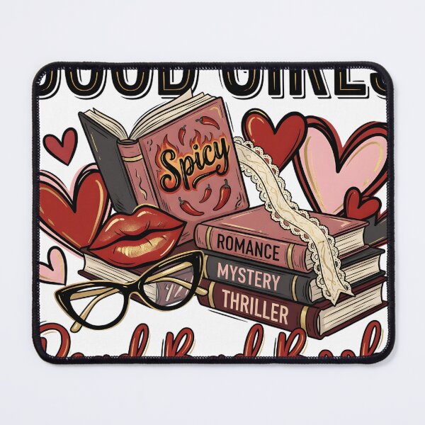 Item preview, Good Girls Read Bad Books Spicy Romance Reader Design with Books Hearts and Glasses designed and sold by mademouthy.