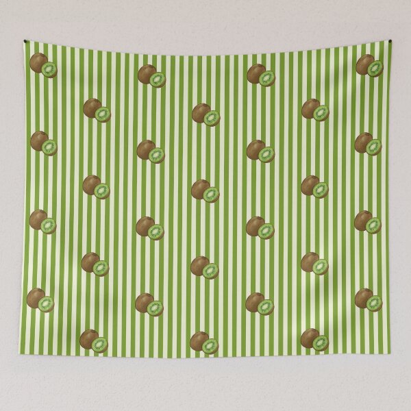 Item preview, Kiwi illustration on green stripes, designed and sold by joleyjl.