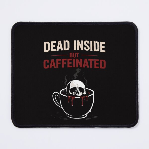 Item preview, Dead Inside But Caffeinated Funny Coffee Shirt Dark Humor Skull Coffee Tee designed and sold by VibeOffline Studio.