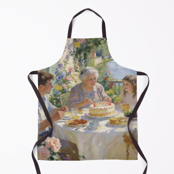 Item preview, Charming Family Birthday Moments in Garden & Canal Setting, Vintage Impressionist Art designed and sold by BlareBlare.