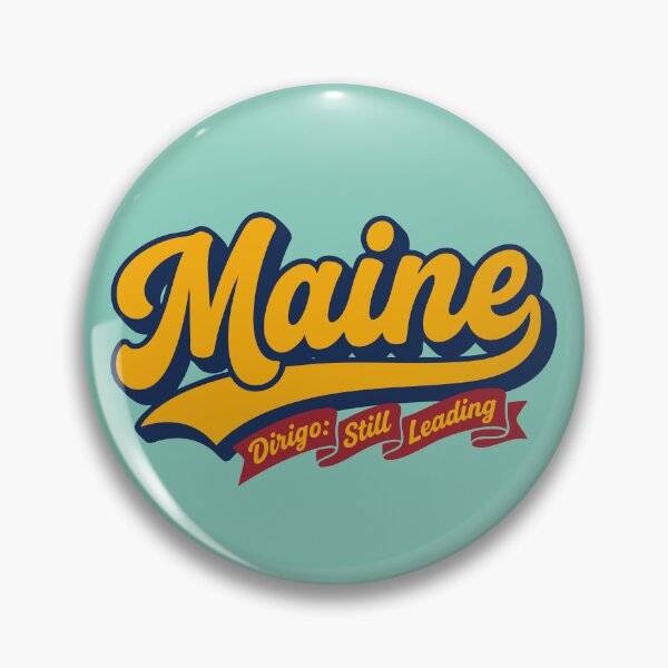 Item preview, Maine Vintage Retro Script Design with Dirigo Still Leading Slogan Ribbon designed and sold by Cozy-Old-Pub.