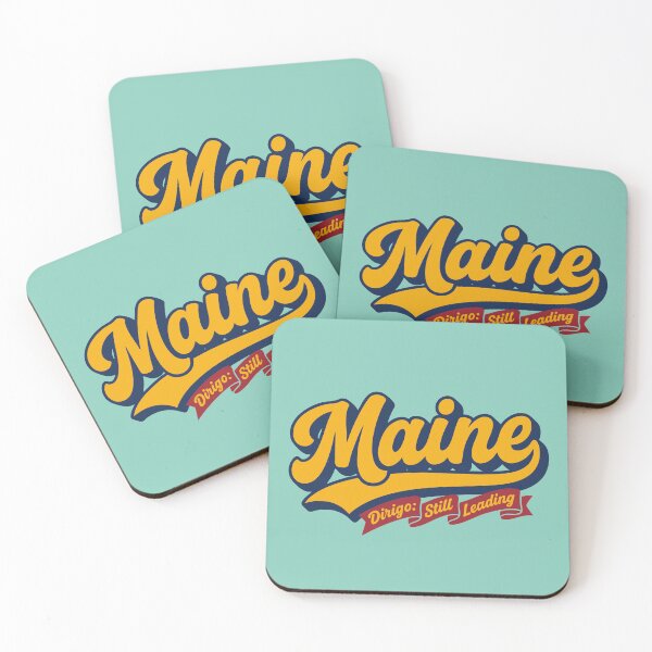 Item preview, Maine Vintage Retro Script Design with Dirigo Still Leading Slogan Ribbon designed and sold by Cozy-Old-Pub.
