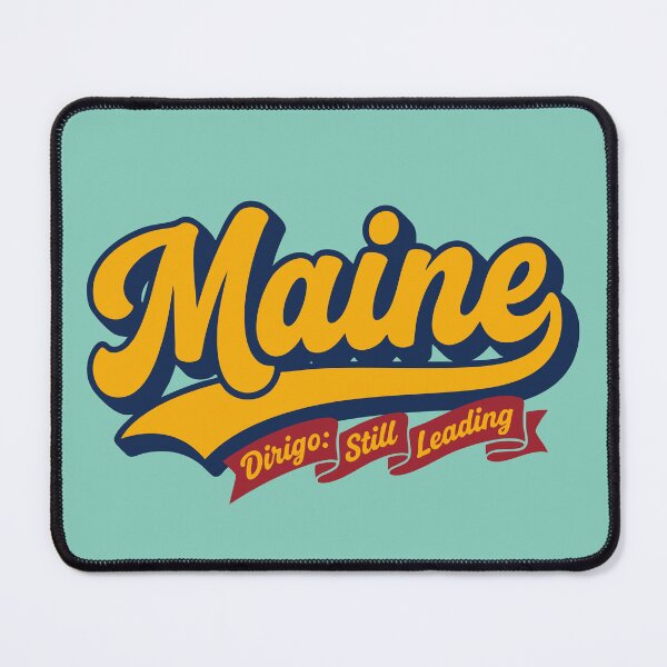 Item preview, Maine Vintage Retro Script Design with Dirigo Still Leading Slogan Ribbon designed and sold by Cozy-Old-Pub.